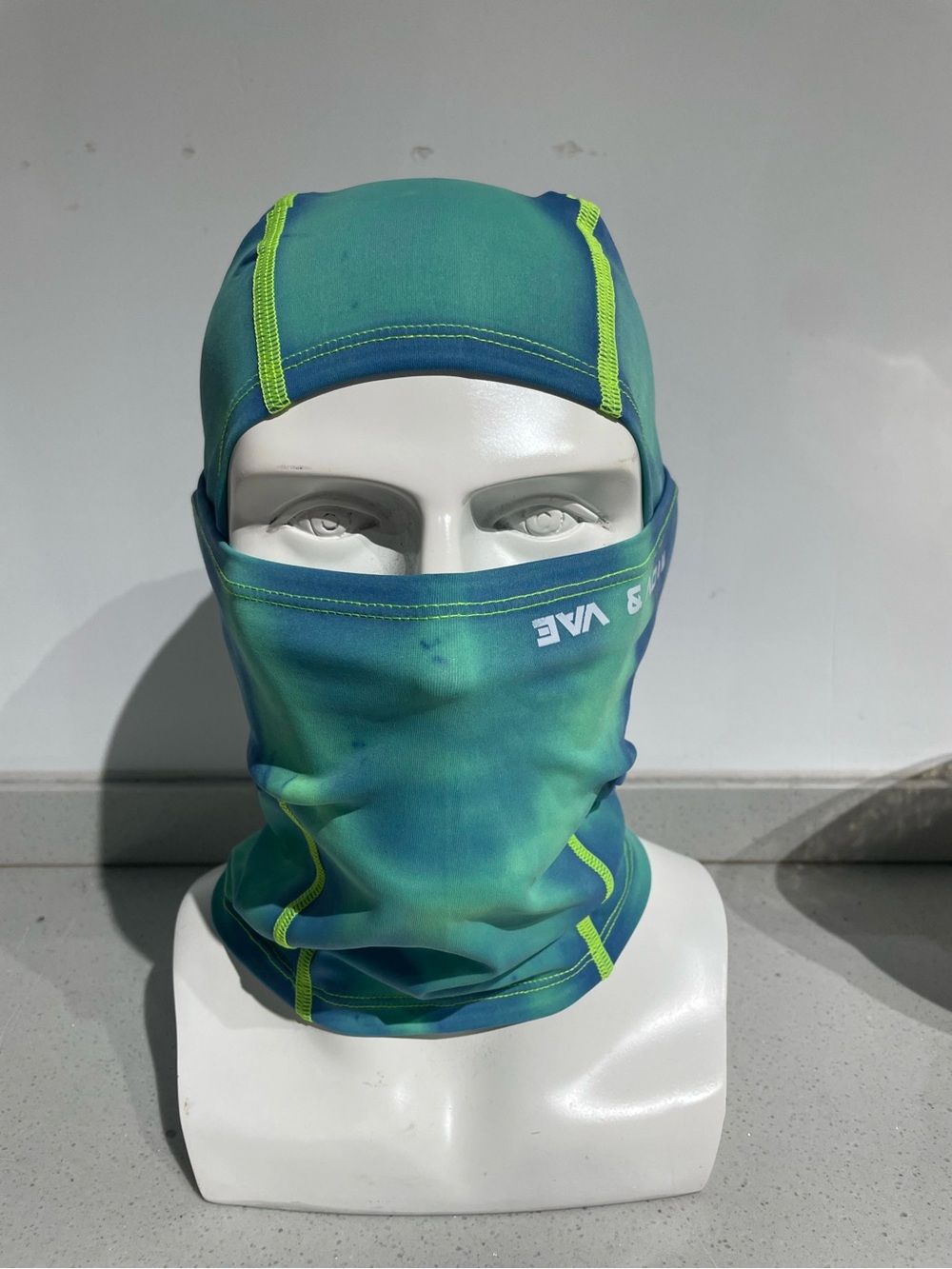 Men's Performance Balaclava Face Mask in Teal with Lime Stitching heat reactive